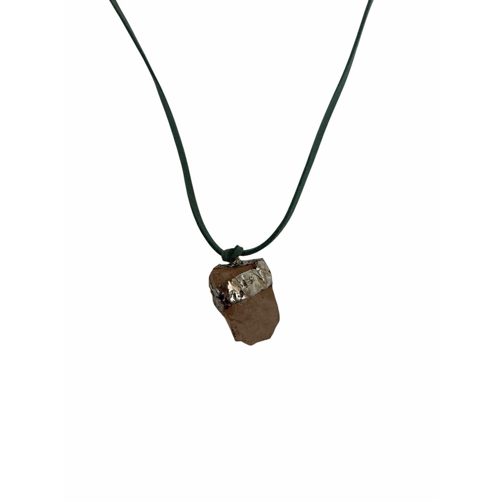 Handmade Silver Plated Smoky Quartz Crystal Pendant Necklace | Raw Natural Stone